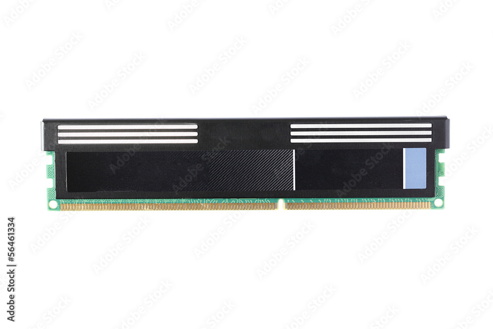 Computer memory with heat sink isolated on white background Computer memory with heat sink isolated on white background