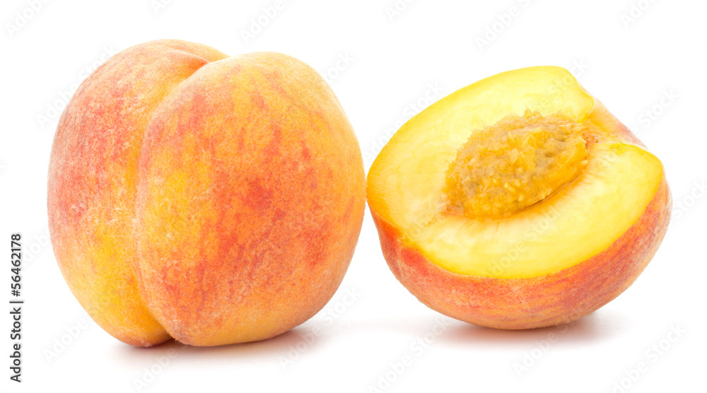 Ripe peach fruit isolated on white background Ripe peach fruit isolated on white background