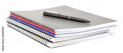 Notebook stack and pencils. Schoolchild and student studies acce