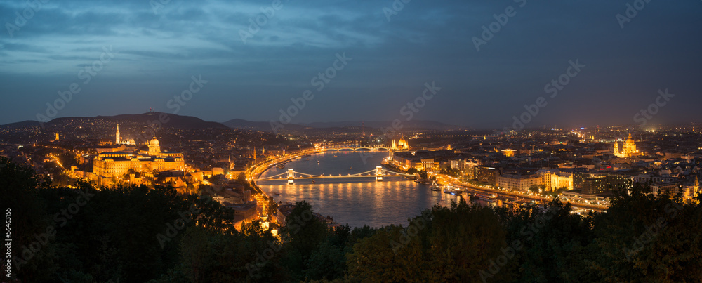 Budapest by night: Royal Palace of Buda and river Danube
