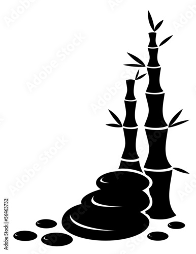 black bamboo and stones zen composition clip art preview