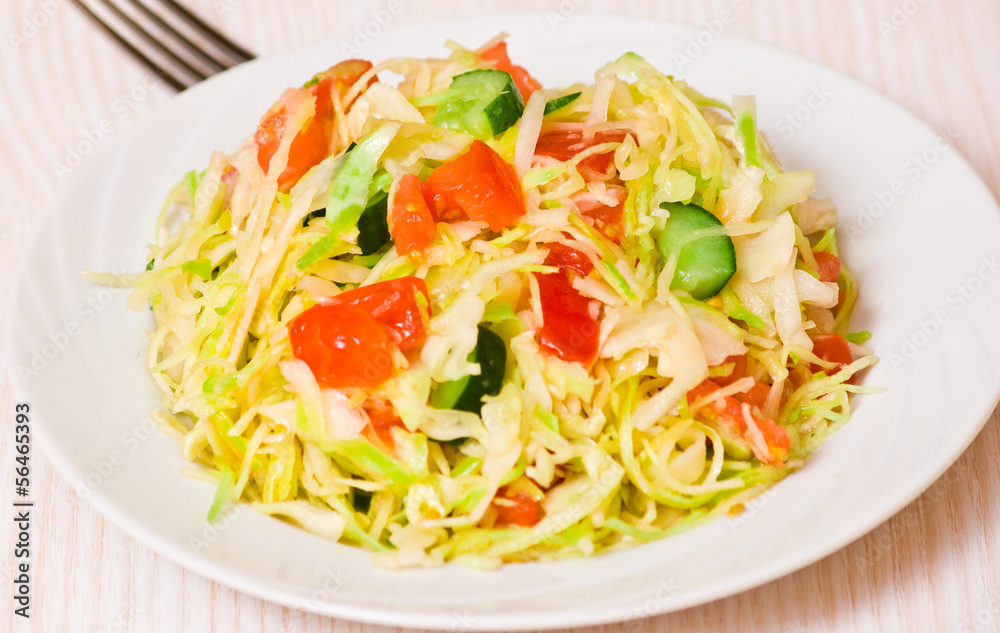 fresh vegetables salad with cabbage