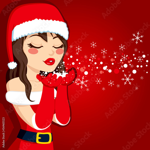 Brunette Blowing Christmas ...
