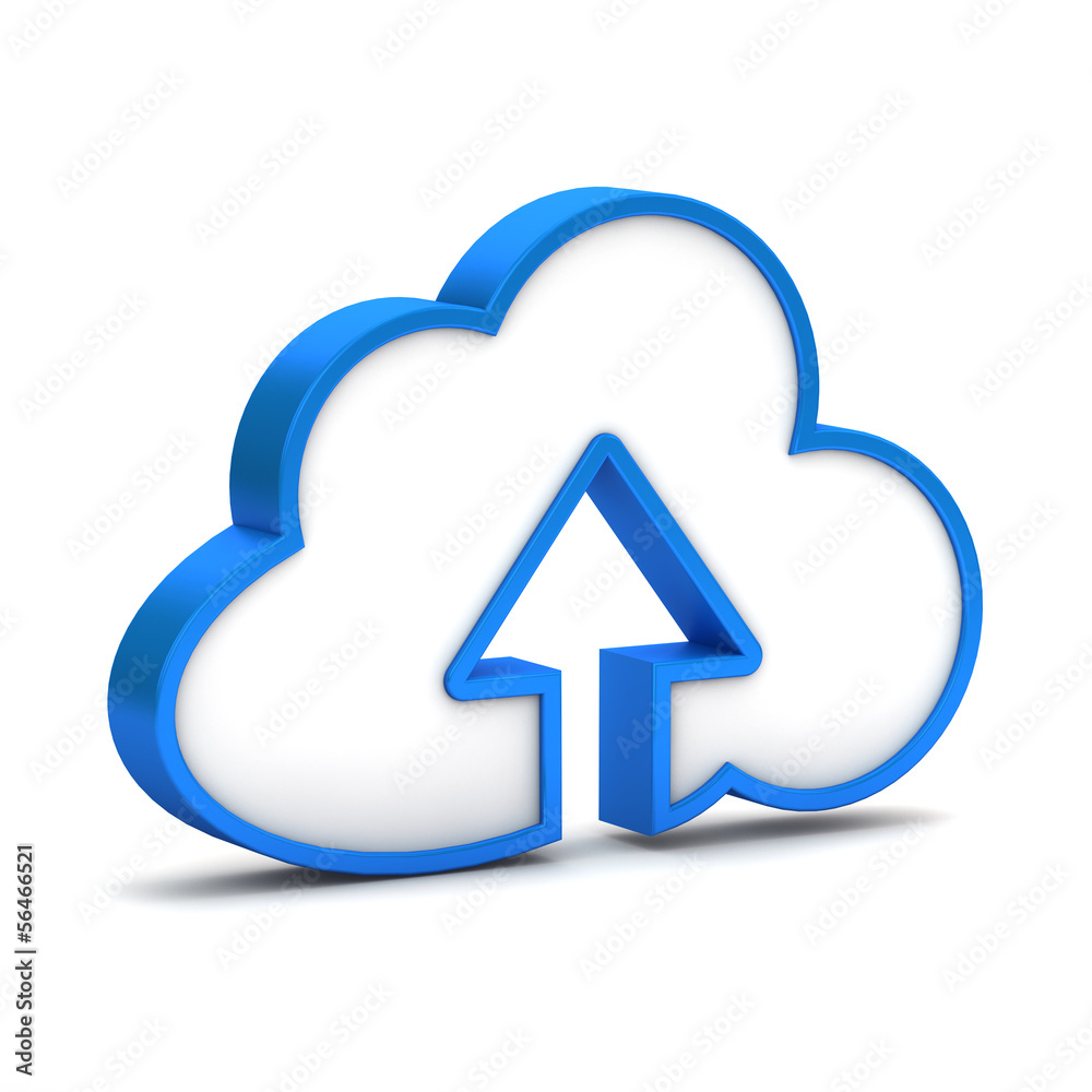 blue icon with cloud and arrow on a white background blue icon with cloud and arrow on a white background