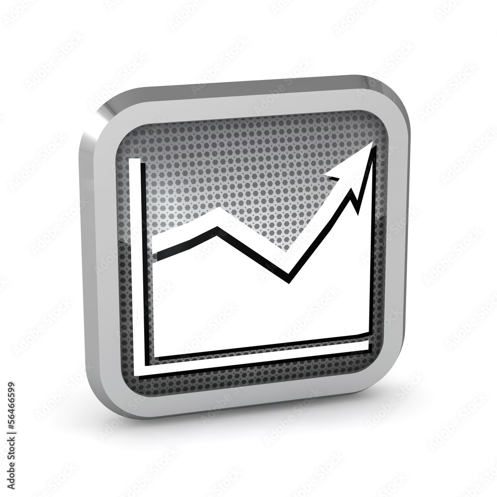 metallic graph icon on a white background metallic graph icon on a white background