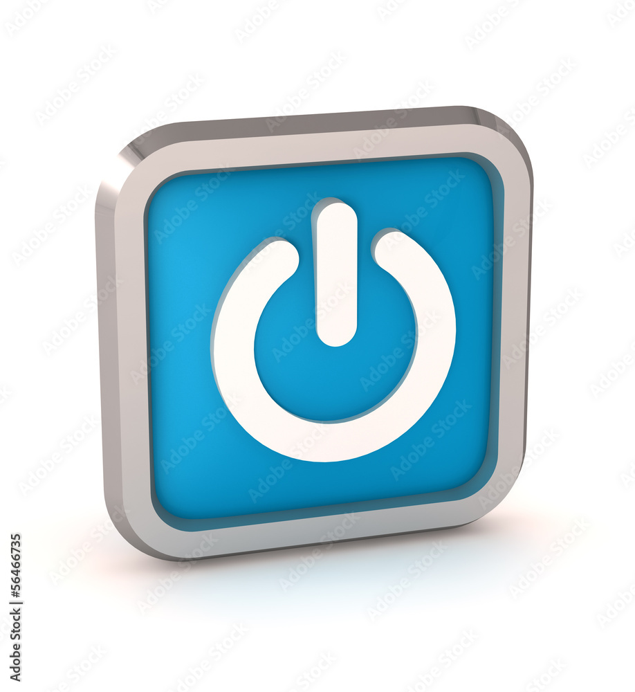 blue power button icon on a white background blue power button icon on a white background