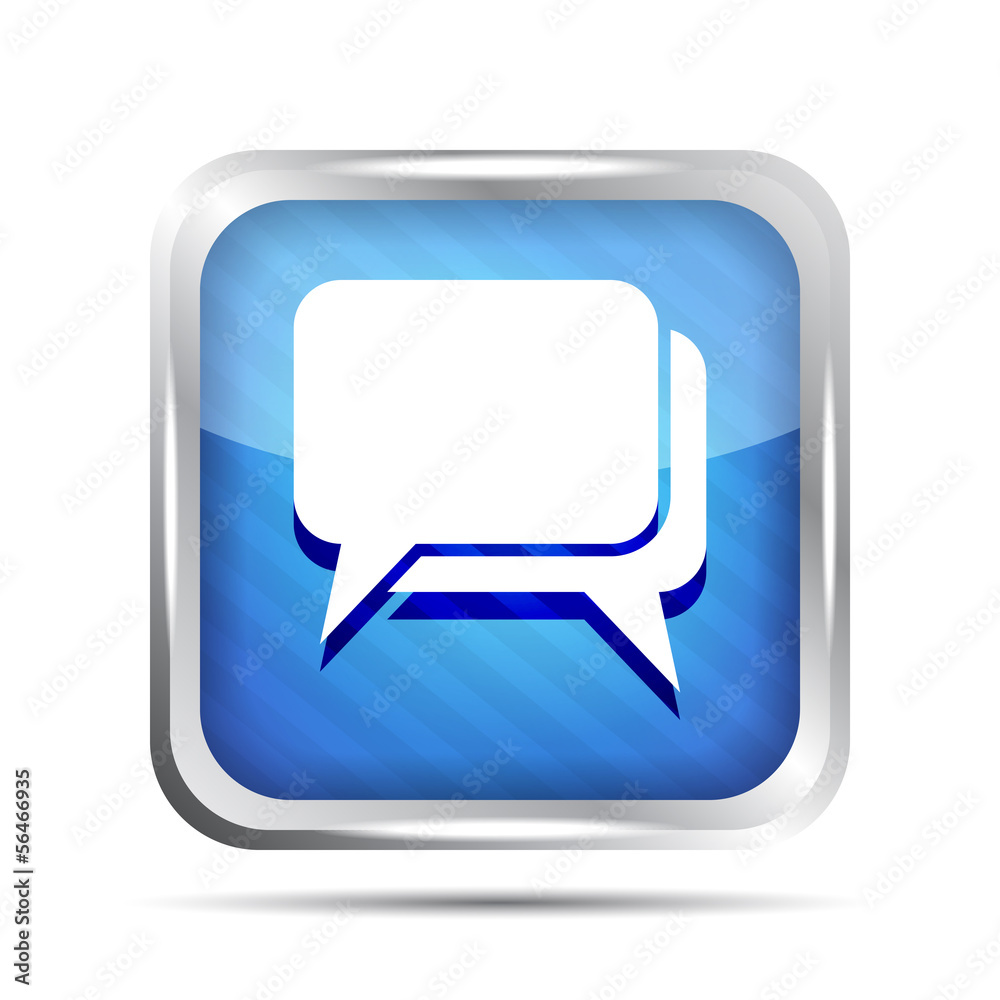 Fototapeta premium blue striped dialog icon on a white background