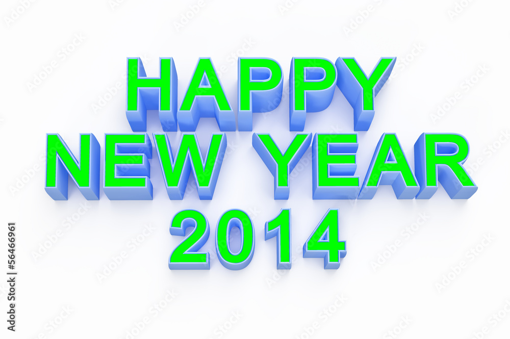 new year 2014 ,3d render text on white background