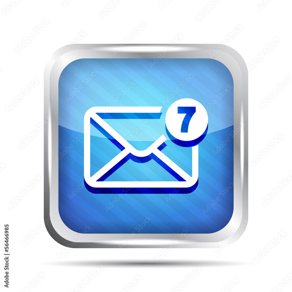 Blue mail icon with unread messages on a white background Blue mail icon with unread messages on a white background