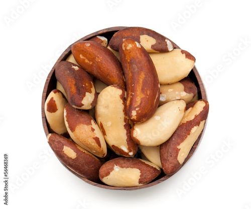 brazilian nuts in a wooden bowl