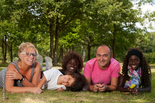Ethnic family on the grass