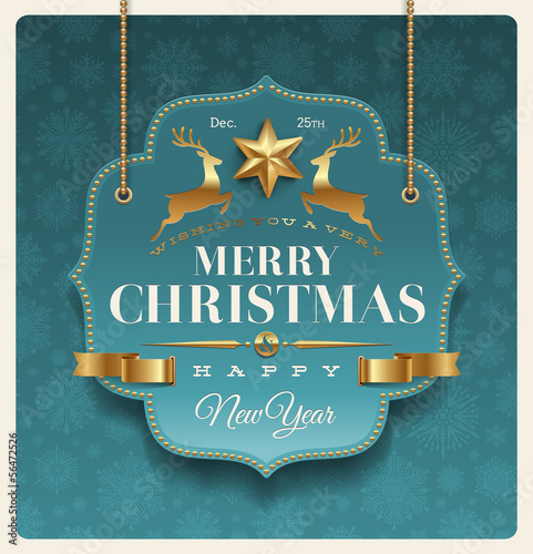 Christmas ornate labels with holidays greetings