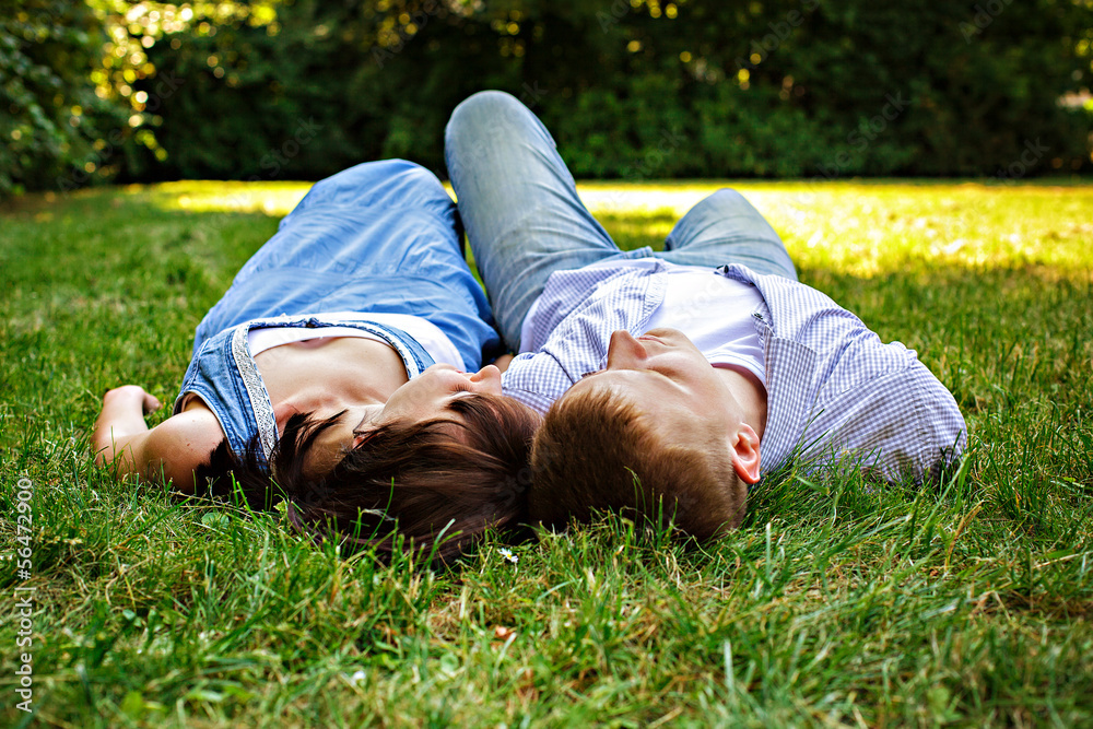 Carefree relaxed couple enjoying the sunday Carefree relaxed couple enjoying the sunday