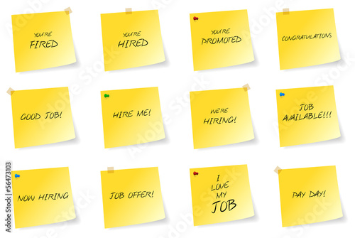 Yellow Sticky Notes With Job Related Messages