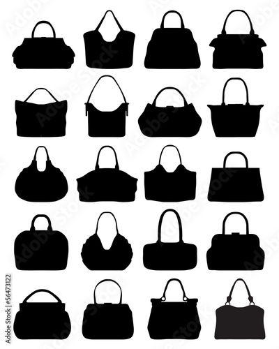 Black silhouettes of handbags, vector illustration