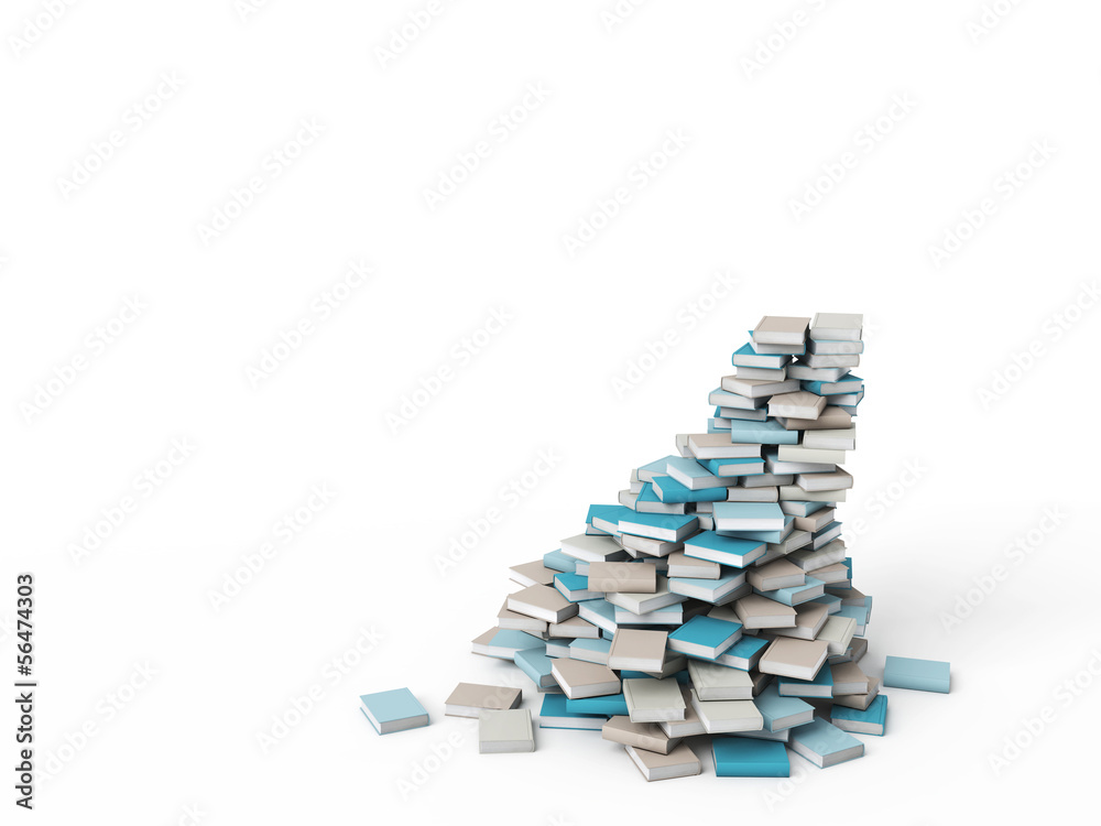 mountain of books form staircase, white background,knowledge,education mountain of books form staircase, white background,knowledge,education