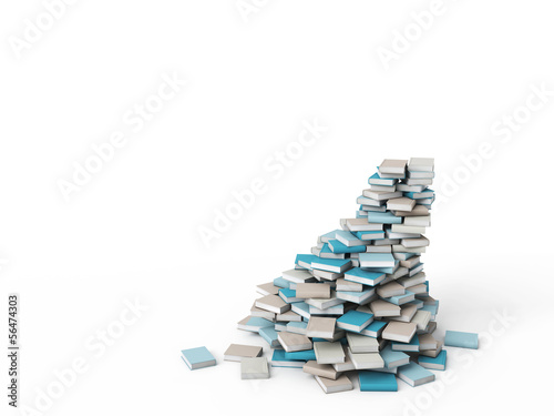 mountain of books form staircase, white background,knowledge,education