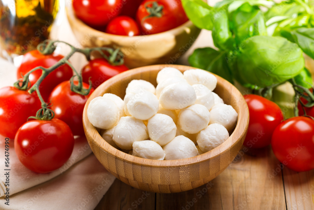 mozzarella with tomatoes and green basil mozzarella with tomatoes and green basil