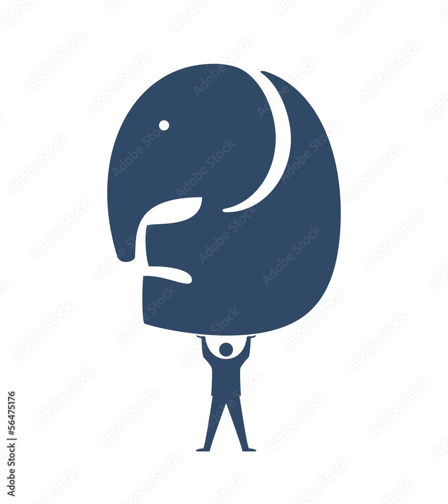 Businessman lifting Elephant Icon Businessman lifting Elephant Icon
