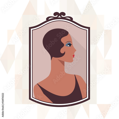 Retro background with beautiful girl of 1920s style.