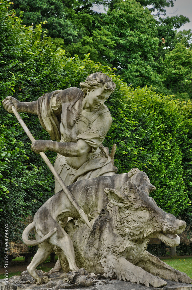France, statue in the classical park of Marly le Roi
