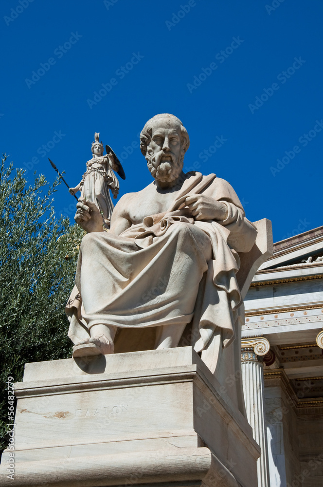 Plato monument opposite Academy of Athens. Greece.