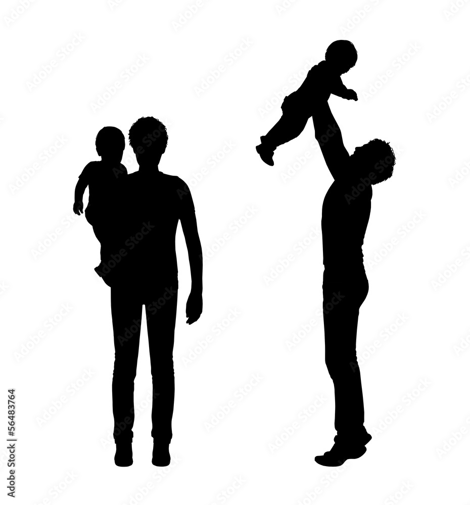 father and child outdoor silhouettes set