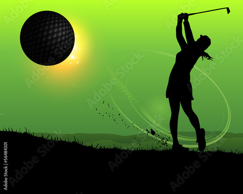 silhouette of woman golfer