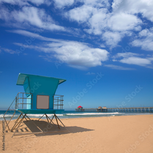 Huntington beach Pier Surf City USA with lifeguard tower © lunamarina