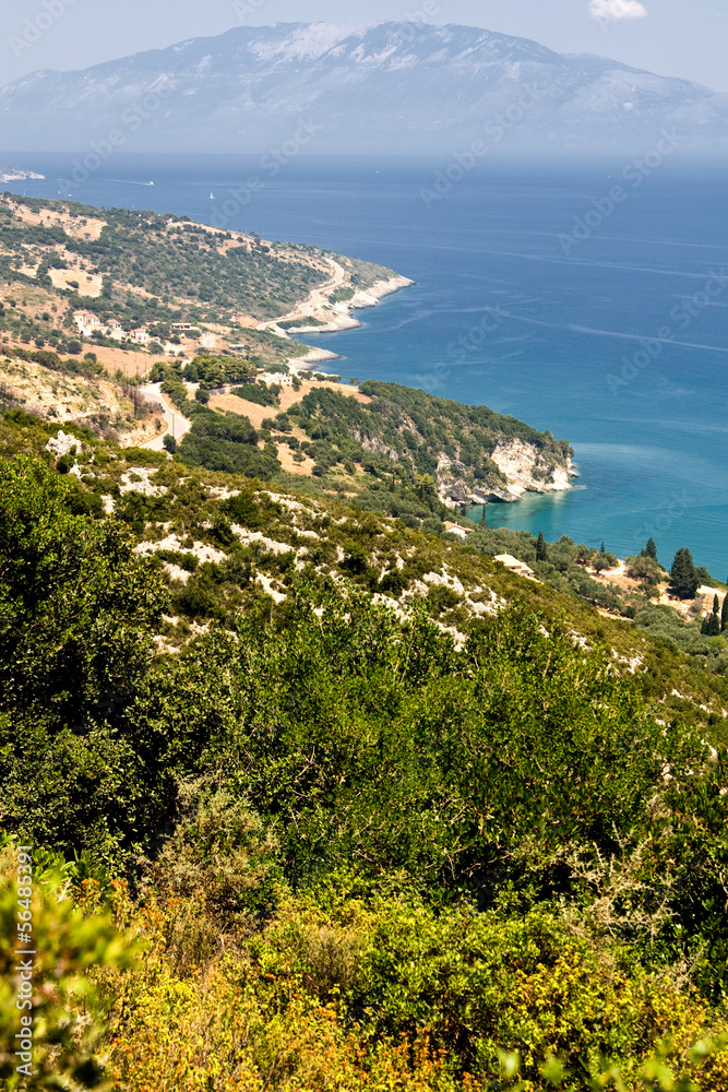 The beautiful coastline of the island of Zakynthos, Greece.