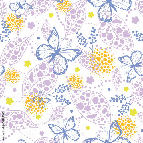 Photography Vector butterfly garden seamless pattern background with hand