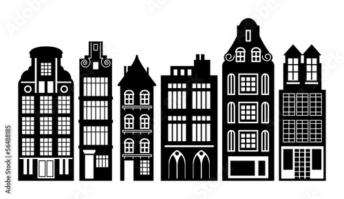 Old Holland houses set, vector illustration