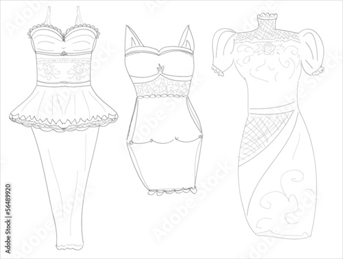 dresssketches of stylish women's dresses pencil