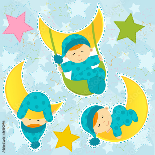 set icon baby boy sleeping - vector illustration