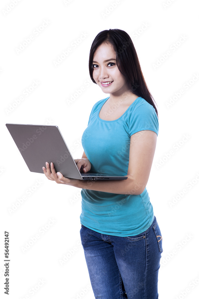 Beautiful young woman with laptop computer Beautiful young woman with laptop computer