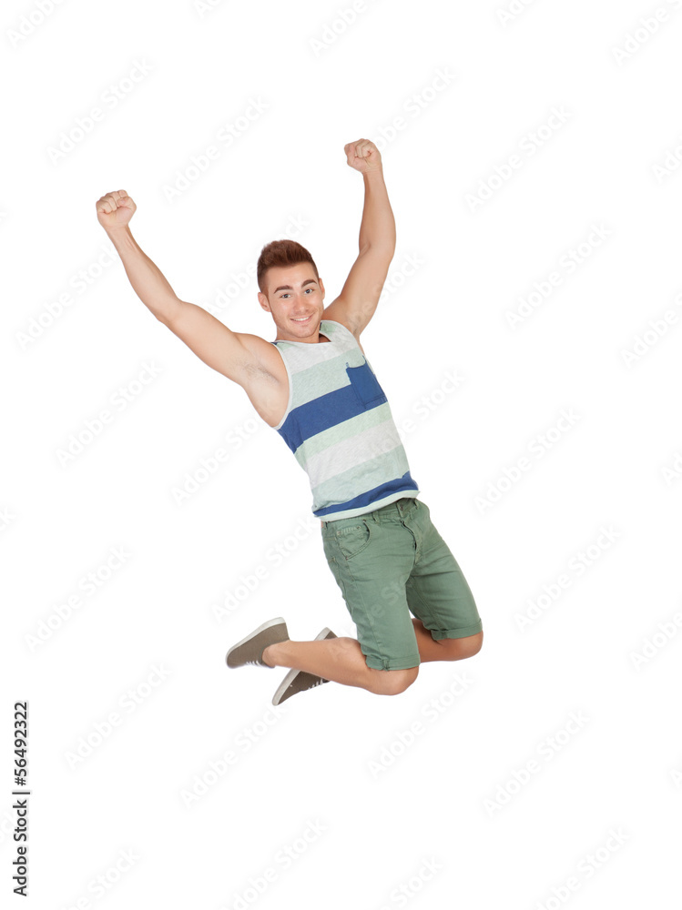 Happy young men jumping