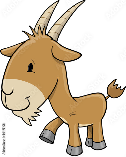 Farm Goat Vector Illustration Art