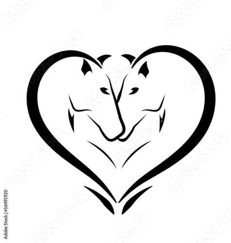 Stylized horses in love logo vector