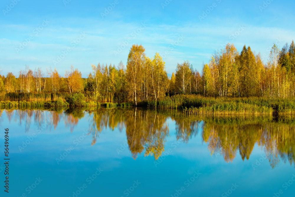 Autumn season on lake