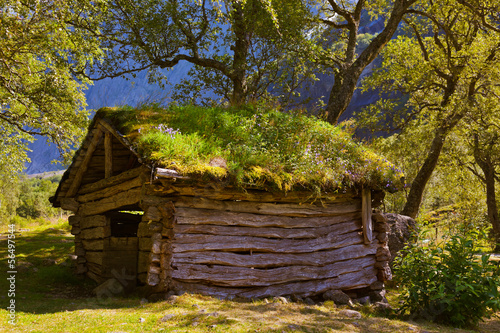 Old house near Briksdal glacier - Norway #56497544