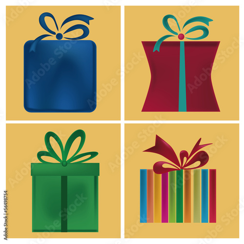 four icons of present boxes