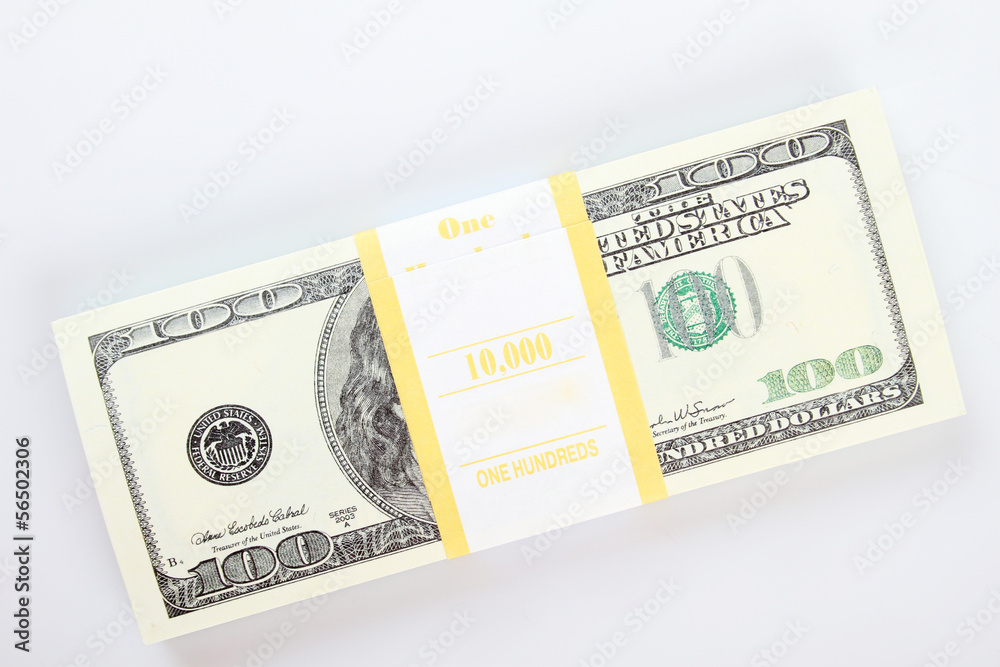 Stack of $100 bills Stack of $100 bills