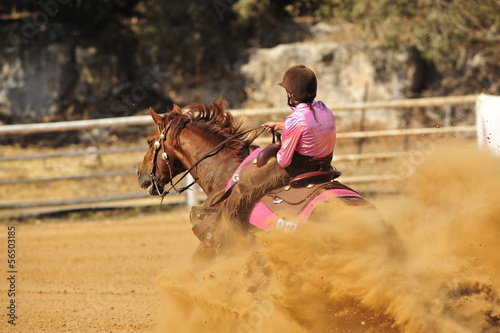 Girl is riding a horse