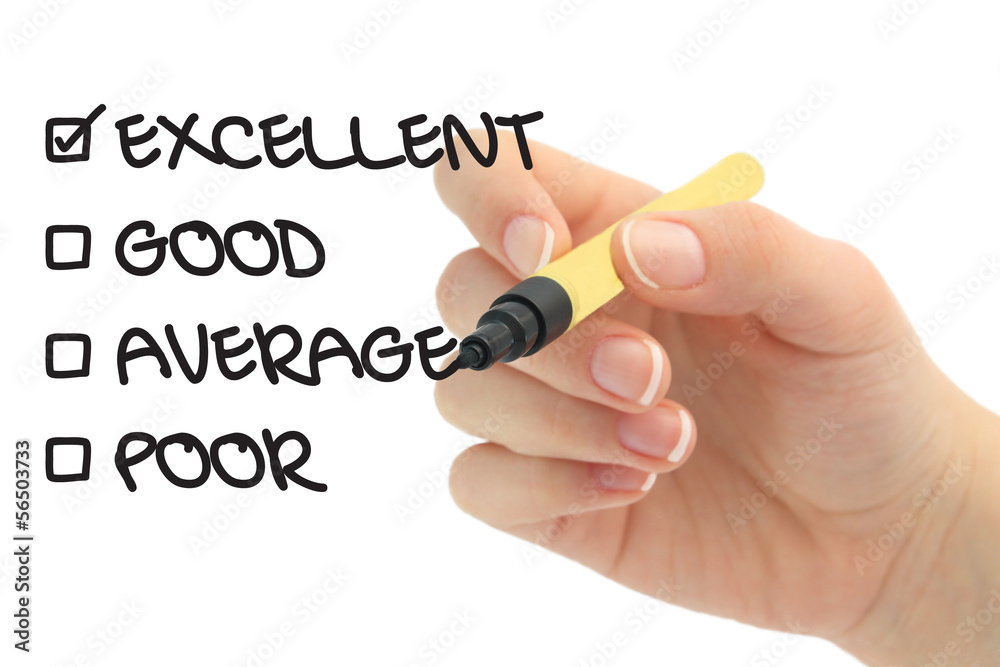 Checking quality, Excellent, good, average or poor Checking quality, Excellent, good, average or poor