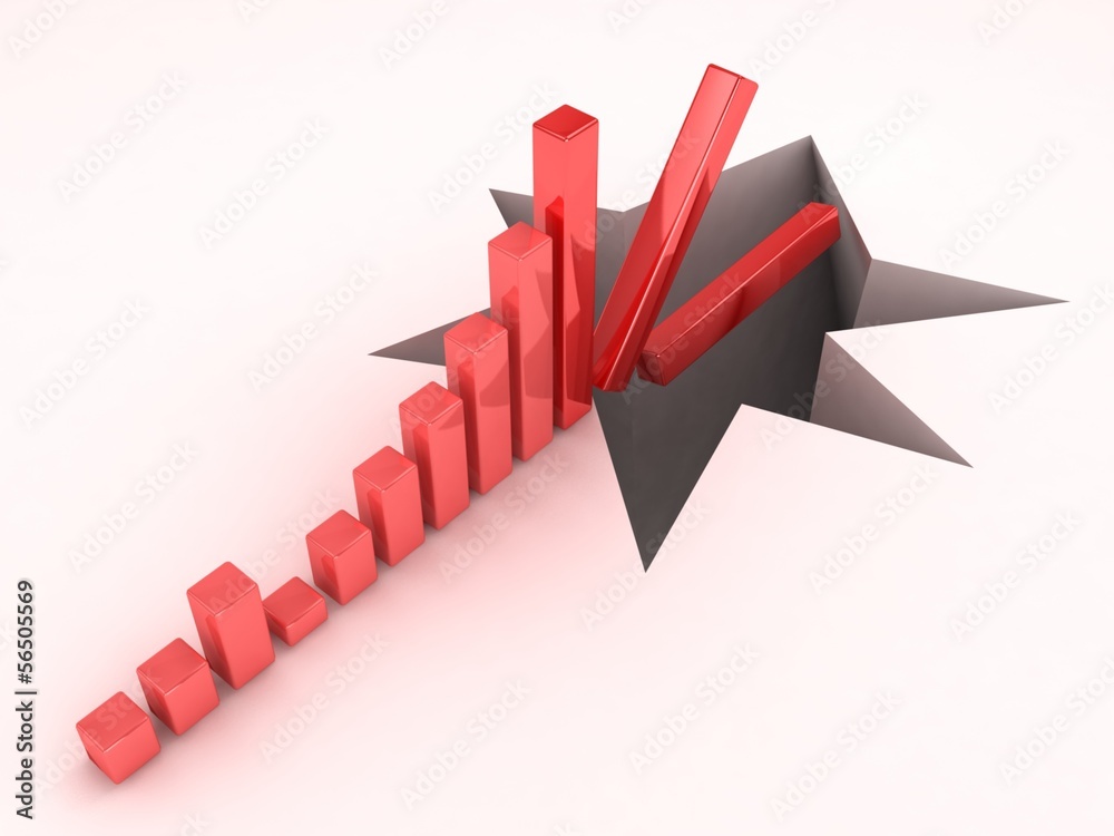 3d business graph falling