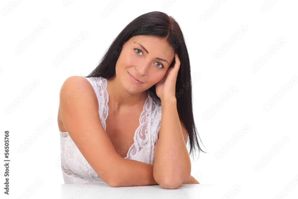 Portrait young woman isolated on white background Portrait young woman isolated on white background