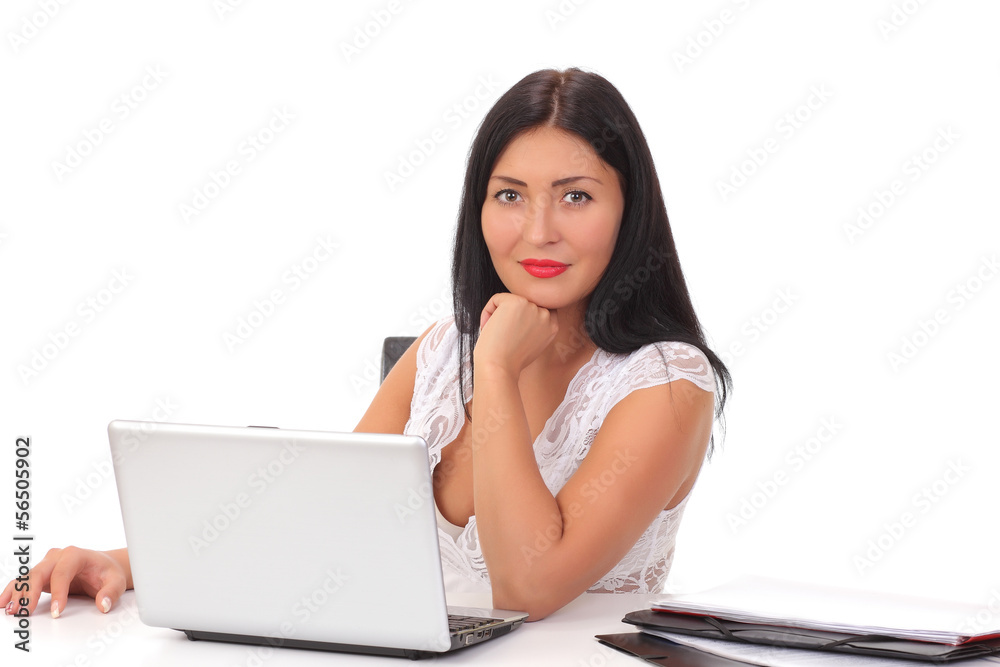 Naklejka premium woman with computer