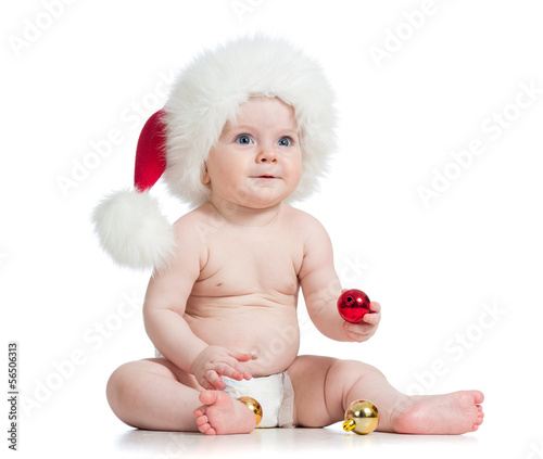 baby girl with Santa Claus hat