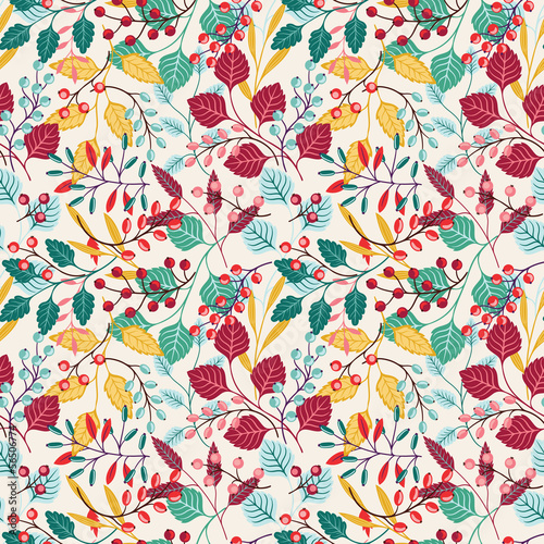 Autumn floral seamless pattern