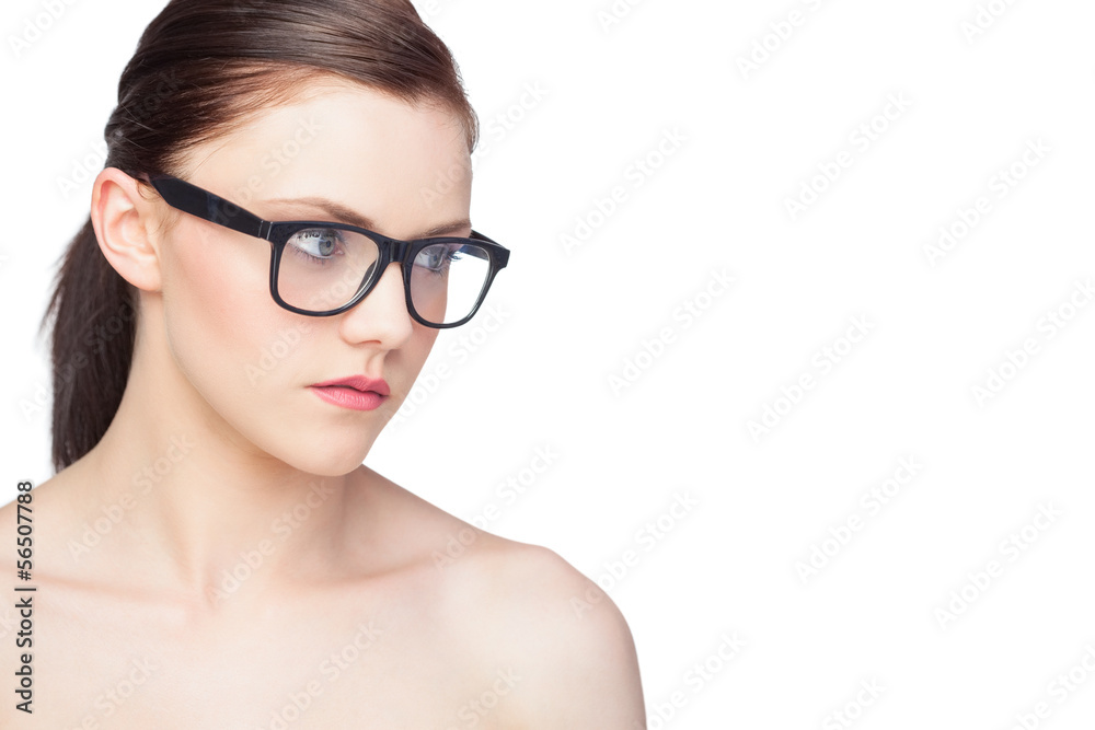 Relaxed natural model wearing classy glasses Relaxed natural model wearing classy glasses